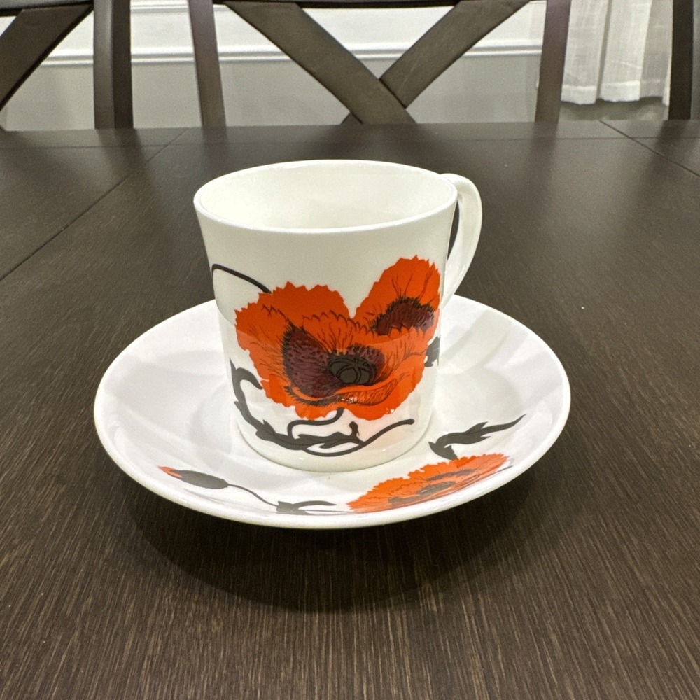 WEDGWOOD  tea cup and saucer  Susie Cooper Corn poppy floral  teacup coffee cup
